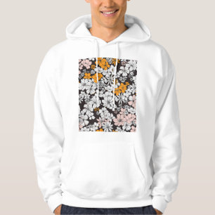 Ditsy Floral: Colourful Dark Background. Hoodie