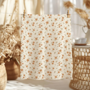 Ditsy Floral Cottagecore Boho Wildflower Beige Tea Towel