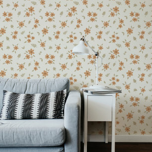 Ditsy Floral Cottagecore Boho Wildflower Beige Wallpaper