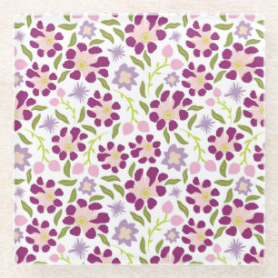 Ditsy floral glass coaster