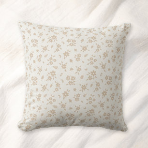 Ditsy Floral Muted Neutral Soft Pale Cream Beige Cushion