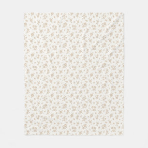 Ditsy Floral Muted Neutral Soft Pale Cream Beige Fleece Blanket