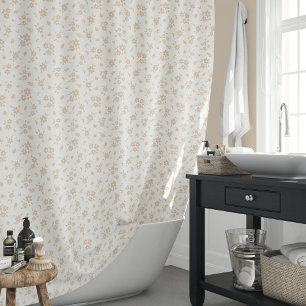 Ditsy Floral Muted Neutral Soft Pale Cream Beige Shower Curtain