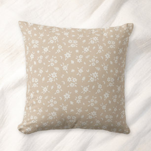 Ditsy Floral Muted Neutral Soft Pale Tan Taupe Cushion