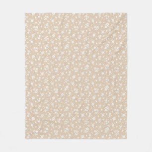 Ditsy Floral Muted Neutral Soft Pale Tan Taupe Fleece Blanket