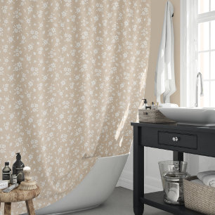 Ditsy Floral Muted Neutral Soft Pale Tan Taupe Shower Curtain