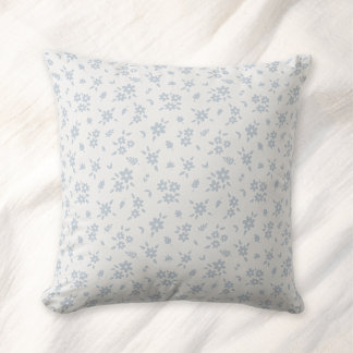 Ditsy Floral Pattern Coastal Cottage Blue White Cushion