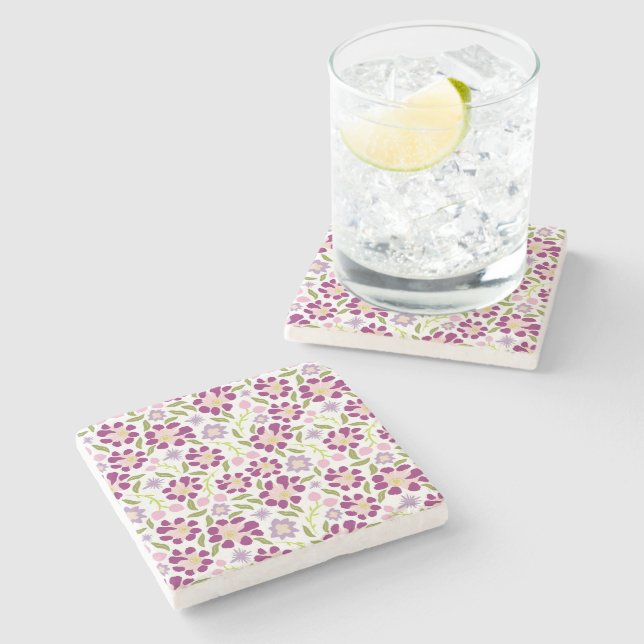 Ditsy floral  stone coaster (Side)