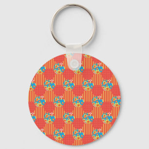 Ditsy Floral, Stripes, Polka Dots Patchwork Key Ring