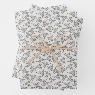 Ditsy Florals in Grey Wrapping Paper Sheet