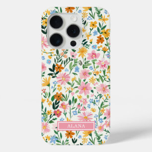 Ditsy Flower Garden Monogrammed iPhone 15 Pro Case