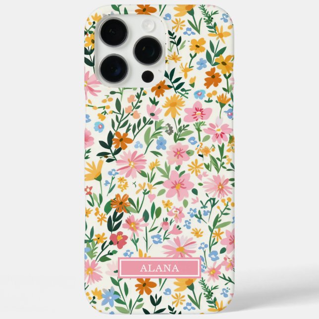 Ditsy Flower Garden Monogrammed Case-Mate iPhone Case (Back)