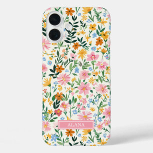 Ditsy Flower Garden Monogrammed iPhone 16 Plus Case