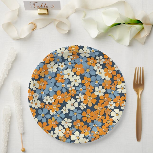 Ditsy Flowers Pattern  Paper Plate (Wedding)