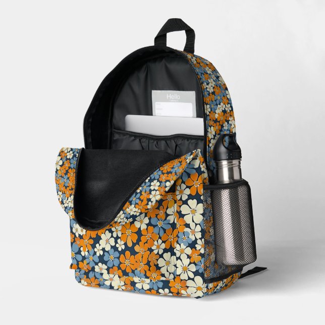 Ditsy Flowers Pattern  Printed Backpack (Back Corner Right (Open))
