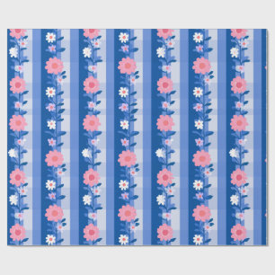 Ditsy Gingham Grandmillenial Daisies Wrapping Paper