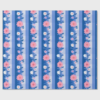 Ditsy Gingham Grandmillenial Daisies Wrapping Paper