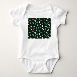 Ditsy Ginkgo: Dark Autumn Seamless. Baby Bodysuit