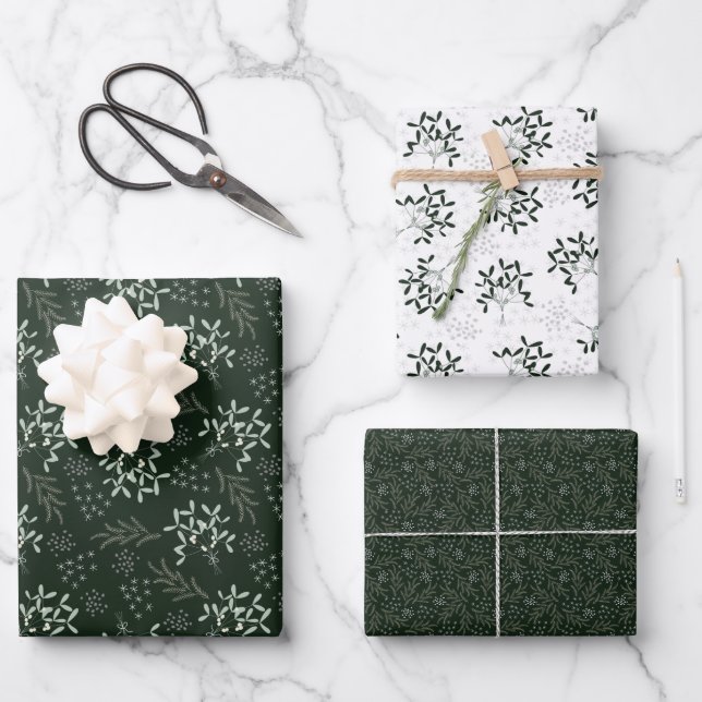 Ditsy Mistletoe Wrapping Paper (Front)