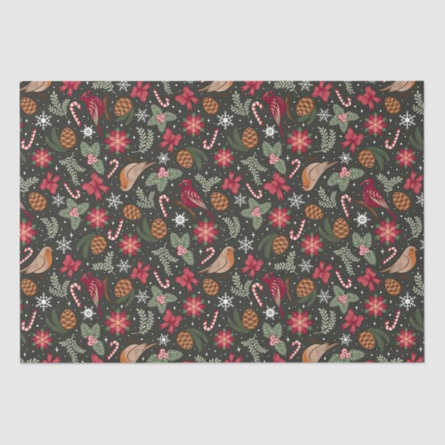 Ditsy Natural Christmas Tissue Paper (Front)