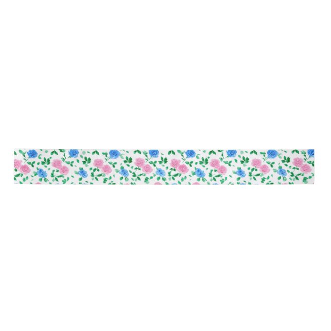 Ditsy Preppy Grandmillenial Roses Spring Satin Ribbon (Front)