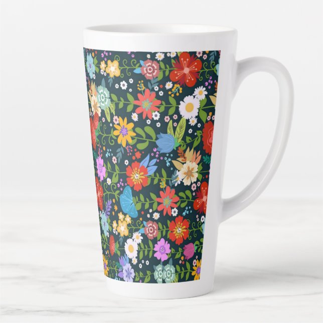 Ditsy seamless Flowers Pattern-13554 Latte Mug (Right)