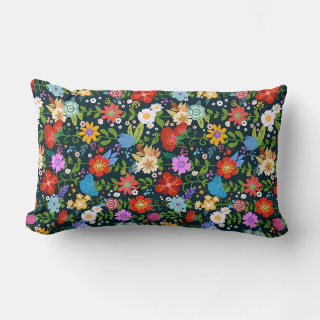 Ditsy seamless Flowers Pattern-13554 Lumbar Cushion (Front)