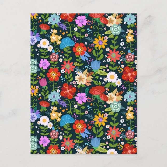 Ditsy seamless Flowers Pattern-13554 Postcard (Front)