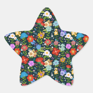 Ditsy seamless Flowers Pattern-13554 Star Sticker