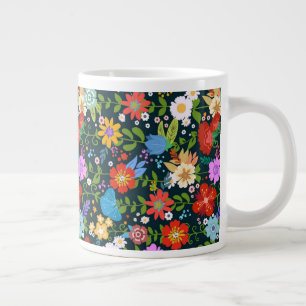 Ditsy seamless Flowers Pattern Large Coffee Mug