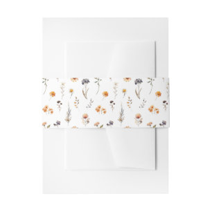 Ditsy Sunflowers & Wildflowers Fall Wedding Invitation Belly Band