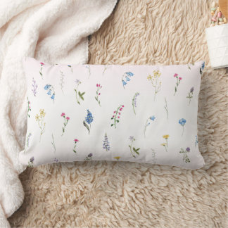 Ditsy Wildflower Soft Pink Floral Shabby Chic Lumbar Cushion