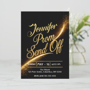 DITY PROM SEND-OFF Shimmering Gold Dust Luxurious Invitation