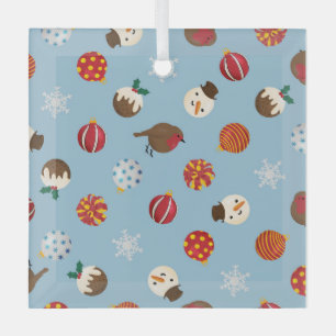 Ditzy Christmas Polkadots Glass Tree Decoration