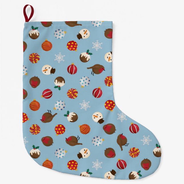 Ditzy Christmas Polkadots Large Christmas Stocking (Front)
