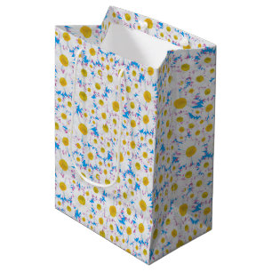Ditzy Daisies on Blue Custom Medium Gift Bag