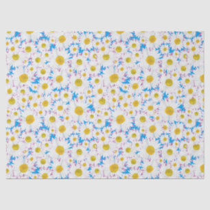 Ditzy Daisies on Blue Custom Tissue Paper