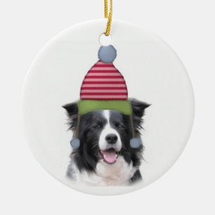 Ditzy Dogs~Original Ornament~Border Collie Ceramic Tree Decoration