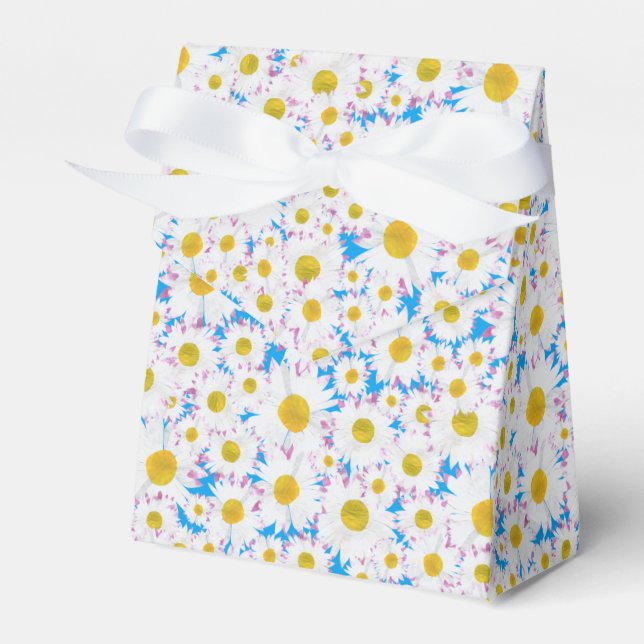 Ditzy White Daisies Custom Tent Favour Box (Front Side)