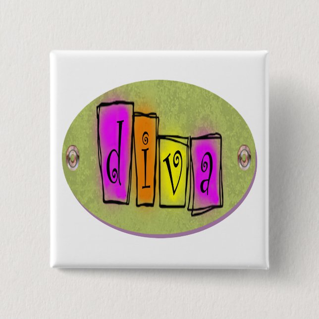 Diva 15 Cm Square Badge (Front)