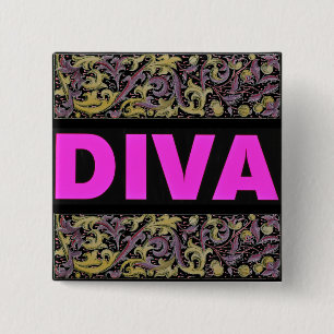 Diva 15 Cm Square Badge