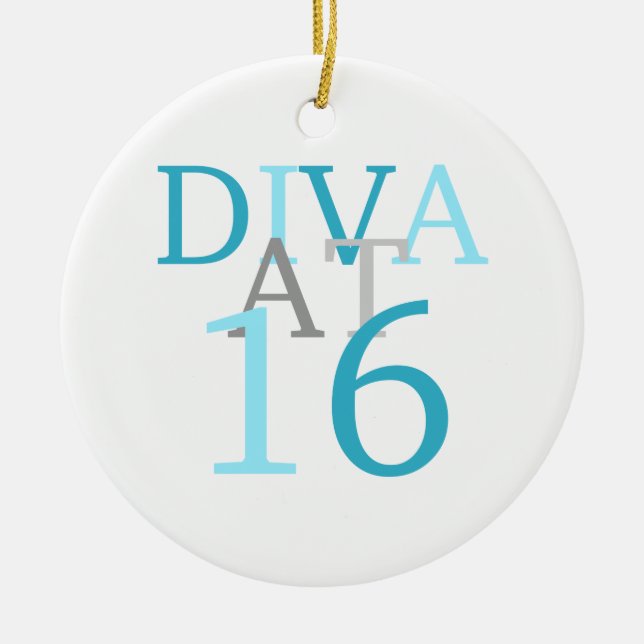 Diva At 16 Ceramic Tree Decoration (Front)