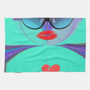 Diva Aura Vibrant Sunglasses Red Heart Designer Ki Tea Towel