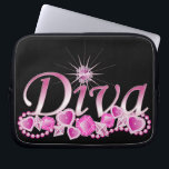 Diva Bling Laptop Sleeve<br><div class="desc">Every Diva will sparkle with this beautiful Diva text design with shimmering gems and jewels in hues of pink - so girlie!</div>