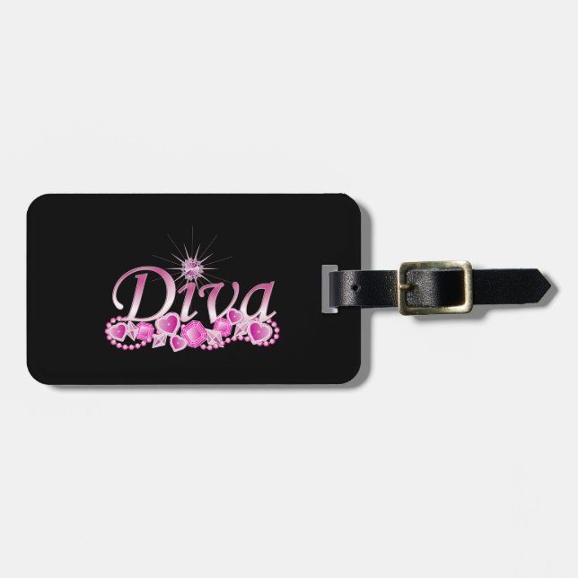 Diva Bling Luggage Tag (Front Horizontal)
