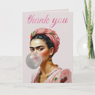 Diva blowing bubble gum thank you card