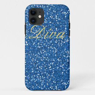 Diva Blue Faux Glitter iPhone 11 Case