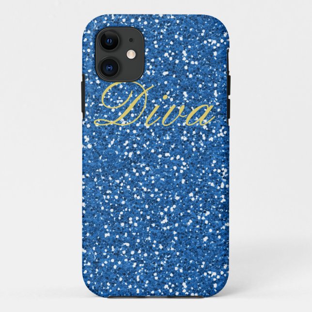 Diva Blue Faux Glitter Case-Mate iPhone Case (Back)