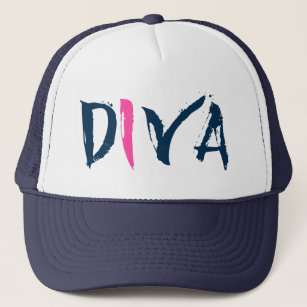 Diva Blue & Pink Text Design Trucker Hat