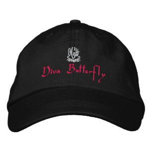 Diva Butterfly Black Embroidered Hat